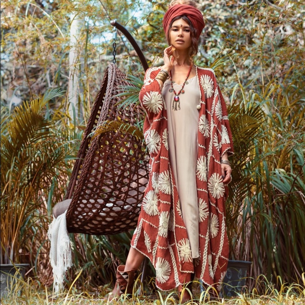 Flora crochet Kimono Duster handmade plus size vacation resort holidays